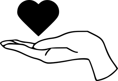 Illustration einer schützenden Hand mit Herzsymbol – symbolisiert liebevoll gefertigte Lieblingsstücke mit Charakter.